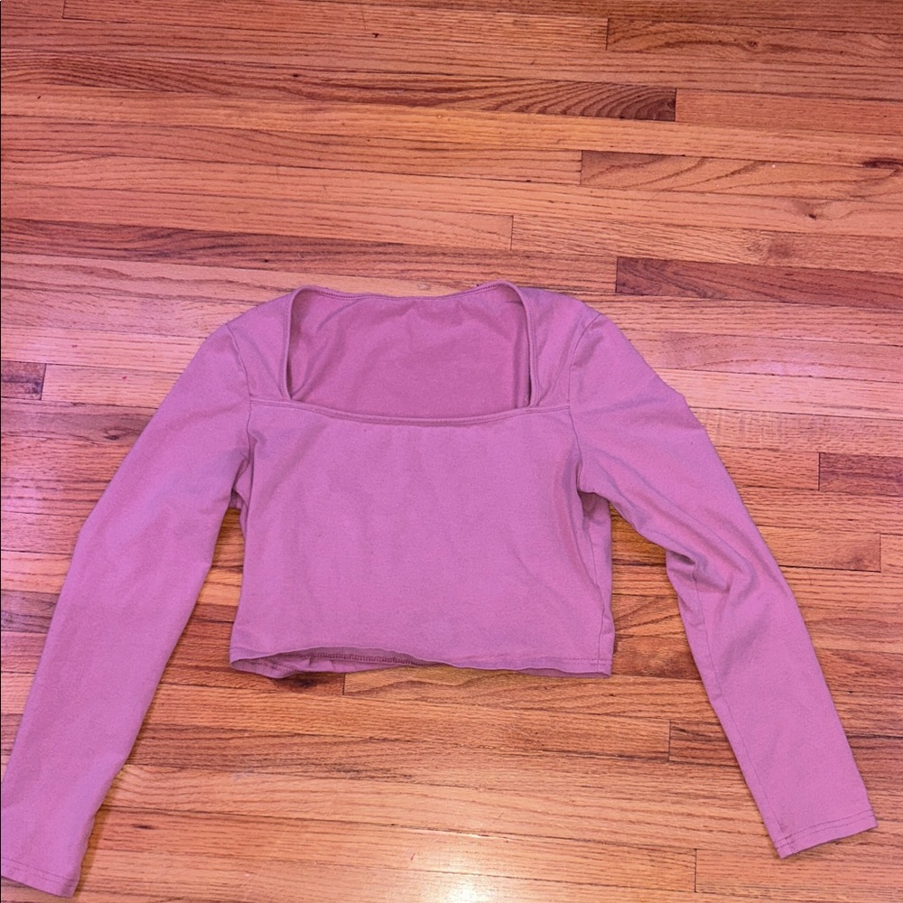 Coral Long Sleeve Crop Top (see slide 2&4 for actual color)